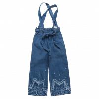 Παιδική σαλοπέτα New College για κορίτσια flower power μπλε τζιν σαλοπέτες καλοκαιρινές καμπάνα ετών
