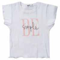 Παιδική μπλούζα ΝΕΚ για κορίτσια Be simple άσπρο καλοκαιρινά μπλουζάκια crop κοντομάνικα ετών