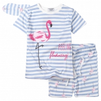 Παιδική πιτζάμα Εβίτα για κορίτσια feeling γαλάζιο καλοκαιρινές πιτζάμες κοντομάνικες ελληνικές βαμβακερές ετών (1)