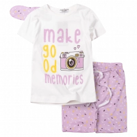 Παιδική πιτζάμα Εβίτα για κορίτσια good memories άσπρο καλοκαιρινές πιτζάμες κοντομάνικες ελληνικές βαμβακερές ετών (1)