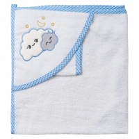 Βρεφική μπουρνουζοπετσέτα για αγόρια cloud άσπρο γαλάζιο βαμβακερές παιδικές πετσέτες με γάντι μπάνιο