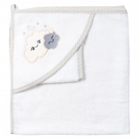 Βρεφική μπουρνουζοπετσέτα για αγόρια cloud άσπρο μπεζ βαμβακερές παιδικές πετσέτες με γάντι μπάνιο