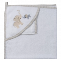 Βρεφική μπουρνουζοπετσέτα για αγόρια elephant άσπρο μπεζ βαμβακερές παιδικές πετσέτες με γάντι μπάνιο