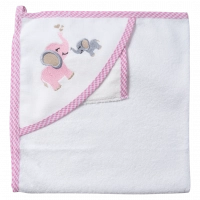 Βρεφική μπουρνουζοπετσέτα για κορίτσια elephant άσπρο ροζ βαμβακερές παιδικές πετσέτες με γάντι μπάνιο