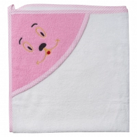 Βρεφική μπουρνουζοπετσέτα για κορίτσια Happy ροζ βαμβακερές παιδικές πετσέτες με γάντι μπάνιο