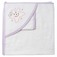 Βρεφική μπουρνουζοπετσέτα για κορίτσια star άσπρο ροζ πετσέτες με γάντι (1)