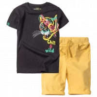 Παιδικήμπλούζα Losan για αγόρια Tiger μαύρο μπλούζες κοντομάνικες αγορίστικες μοντέρνες καλοκαρινές ετών | Παιδική βερμούδα Losan για αγόρια porto κίτρινο καλοκαιρινές αγορίστικες βερμούδες ελληνικές υφασμάτινες 