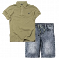Παιδική μπλούζα Mayoral για αγόρια sampler λαδί πόλο μπλουζάκια καλοκαιρινά κοντομάνικα αγορίστικα επώνυμα ετών | Παιδική βερμούδα Mayoral για αγόρια Nukutavake summer γκρί 