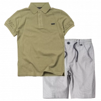 Παιδική μπλούζα Mayoral για αγόρια sampler λαδί πόλο μπλουζάκια καλοκαιρινά κοντομάνικα αγορίστικα επώνυμα ετών | Παιδική βερμούδα Mayoral για αγόρια Gris γκρι άνετη επώνυμη ετών online μονόχρωμη 
