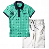 Παιδική μπλούζα New Collage για αγόρια Triangle Πράσινο αγορίστικες καλοκαιρινές ελληνικές μπλούζες κοντομάνικες | Παιδική βερμούδα New College για αγόρια Edition Άσπρο αγορίστικες καλοκαιρινές μοντέρνες βερμούδες 