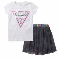 Παιδική μπλούζα Guess για κορίτσια Shinny άσπρο καθημερινά μονόχρωμα κοριτσίστικα online (1) | Παιδική φόυστα Guess για κορίτσια Multicolor μαύρο  καθημερινό με τούλι και λάστιχο ετών 