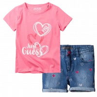 Παιδική μπλούζα Guess για κορίτσια Just κοραλλί καθημερινά μονόχρωμα κοριτσίστικα online (1) | Παιδικό σορτς GUESS για κορίτσια Hearts Τζιν κοριτσίστικα μοντέρνα καλοκαιρινά σορτσάκια επώνυμα 
