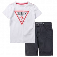 Παιδική μπλούζα Guess για αγόρια Seco άσπρο καθημερινές επώνυμες ετών μακό online (1) | Παιδική βερμούδα GUESS για αγόρια Smart Black μαύρο (1) 