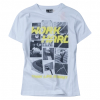 Παιδική μπλούζα Losan για αγόρια work hard άσπρο αγορίστικες κοντομάνικες καλοκαιρινές μπλούζες tshirt ετών