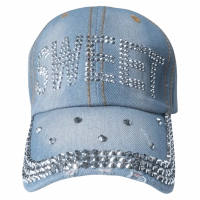 Παιδικό καπέλο τζόκεϊ για κορίτσια sweet strass μπλε τζιν μοντέρνα καπελάκια για κοριτσάκια ετών online