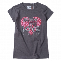 Παιδική μπλούζα Losan για κορίτσια Burn the love ανθρακί κοντομάνικες καλοκαιρινές επώνυμες online (1)