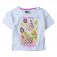 Παιδική μπλούζα Losan για κορίτσια Sushi time άσπρο κροπ κοντές καλοκαιρινές επώνυμες online (1)