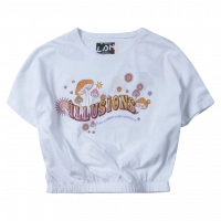 Παιδική μπλούζα Losan για κορίτσια Illusions άσπρο κοντομάνικες καλοκαιρινές crop επώνυμες ετών online (1)