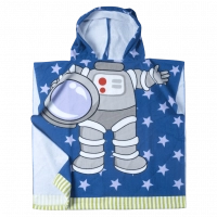 Παιδικό πόντσο θαλάσσης πετσέτα για αγόρια spaceman μπλε μπουρνουζοπετσέτα με κουκούλα διάστημα nasa για παραλία ετών