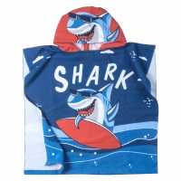 Παιδικό πόντσο θαλάσσης πετσέτα για αγόρια shark μπλε μπουρνουζοπετσέτα με κουκούλα διάστημα nasa για παραλία ετών
