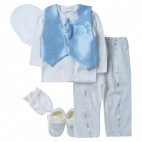 Βρεφικό σετ για νεογέννητα αγόρια Design Σιέλ αγορίστικο μπλούζα γιλέκο παπούτσι online (1)