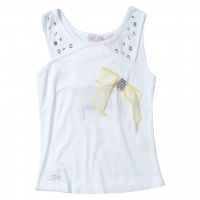 Παιδική μπλούζα picolo mondo για κορίτσια yellow bow άσπρο αμάνικες μπλούζες οικονομικές καλοκαιρινές ετών