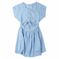 Παιδικό φόρεμα Losan για κορίτσια shiny girl μπλε καλοκαιρινά φορέματα μοντέρνα jean κοντομάνικα ετών