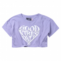 Παιδική μπλούζα Losan για κορίτσια good vibes μωβ crop κοντές μπλούζες καλοκαιρινές 8 ετών
