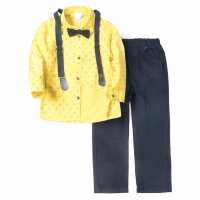 Παιδικό σετ με πουκάμισο για αγόρια Lipo κίτρινο μοντέρνο για γιορτες για γάμους ετών Online (1)