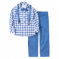 Παιδικό σετ με πουκάμισο για αγόρια Kart μπλε σετ για γιορτές για καλό αγορίστικο με τιράντες ετών Online (1)