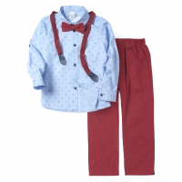 Παιδικό σετ με πουκάμισο Lipo2 γαλάζιο μπορντό  για καλό για γιορτές με παντελόνι και τιράντες ετών online (1)