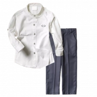 Παιδικό πουκάμισο για αγόρια Sandy Kids άσπρο βαμβακερά πουκαμισα αγορίστικα | Παιδικό παντελόνι παρέλασης για αγόρια Royal Μπλε 