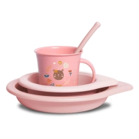 Βρεφικό σετ φαγητού Suavinex για κορίτσια Pink Forest ροζ για φαγητο κουταλι πίατο ποτήρι επώνυμα για δώρο μηνών online