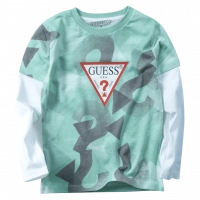 Παιδική μπλούζα GUESS για αγόρια Wood Green φυστικί