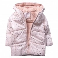 Βρεφικό μπουφάν Εβίτα για κορίτσια Pink Dots ροζ χειμωνιάτικο άνετο καθημερινό πουά ζεστό γούνα μηνών online (1)