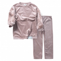 Παιδικό σετ Serafino για κορίτσια Anemone ροζ βελούδινο ζεστό χειμωνιάτικο άνετο καθημερινό ετών online (1)