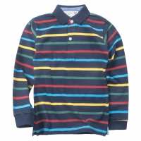 Παιδική μπλούζα polo New College για αγόρια Rainbow Stripes μπλε βόλτα πόλο ανοιξιάτικη φθινοπωρινή ανοιξιάτικη ετών casual polo online (1)