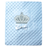 Βρεφική κουβέρτα Online για αγόρια BluePrincess γαλάζιο 85x82Eκ πριγκιπικά με κορώνα πικέ βελόυδινη απαλή μηνών online (1)