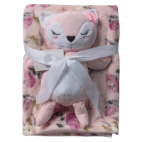 Βρεφική κουβέρτα Serafino για κορίτσια Fox ροζ 70x100