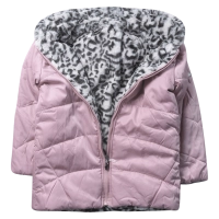 Παιδικό μπουφάν Εβίτα για κορίτσια  DoubleLeop ροζ ζεστό γούνινο κοριτσίστικο καθημερινό οικονομικά ετών online (1)