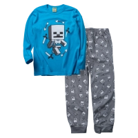 Παιδική πιτζάμα like για αγόρια minecraft  skeleton γαλάζιο βαμβακερές πιτζάμες αγορίστικες χειμωνιάτικες ετών