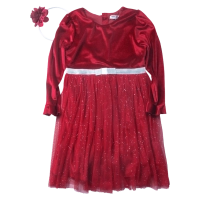 Παιδικό φόρεμα Εβίτα για κορίτσια  RedNight κόκκινο βελούδινο κοριτσίστικο για καλό με το΄΄υλι ετών online (1)