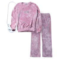 Παιδικό σετ φόρμας Εβίτα για κορίτσια Queen ροζ βελουτέ μοντέρνα ζεστή για το σχολείο ετών online (1)