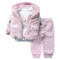 Βρεφικό σετ New College για κορίτσια happy bunny ροζ σετάκια με γουνάκι ζουζουνιάρικα για μωρά online