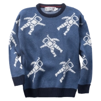 Παιδική μπλούζα New College για αγόρια Space boy μπλε καθημερινές χειμωνιάτικες με στάμπα πλεκτές μπλούζες online (1)