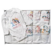 Βρεφικά ζιπουνάκια για μωρά UnicornMonts 12 μήνες άσπρο σετ δώρου για νεογεννητο για φωτογραφήσεις μήνες  (1)
