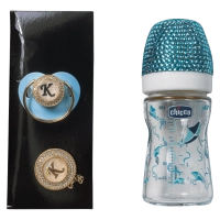 Σετ μπιμπερό πιπίλα Chicco για αγόρια με στρας K γαλάζιο αγορίστικο βρεφικό πριγκιπικο σετ Online  (4)