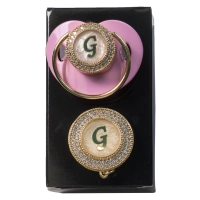 Πιπίλα και κλιπ για κορίτσια με στρας G ροζ πριγκιπικό κοριτσίστικο βαπτιστικά μηνών online