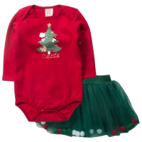Βρεφικό χριστουγεννιάτικο φόρεμα Xmas tree girl κόκκινο (1)