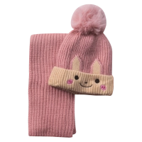 Παιδικό σετ σκούφος & κασκόλ cute bear ροζ κορίτσι χειμώνας οικονομικό ζεστό ετών online  (1)